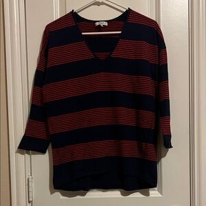 Madewell Navy and Red Striped Top